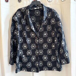 CD Daniels Womens Jacket Size 3X Floral Embroidered Sequins Hippie Whimsy 18784